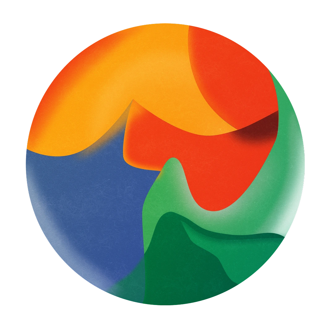 Abstract colour circle with the text shaping our new future rotating around it