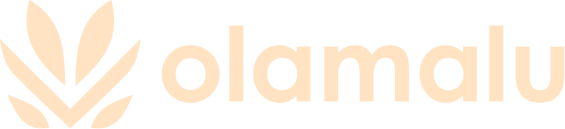 Light horizontal variation of the new Olamalu logo, on a dark background